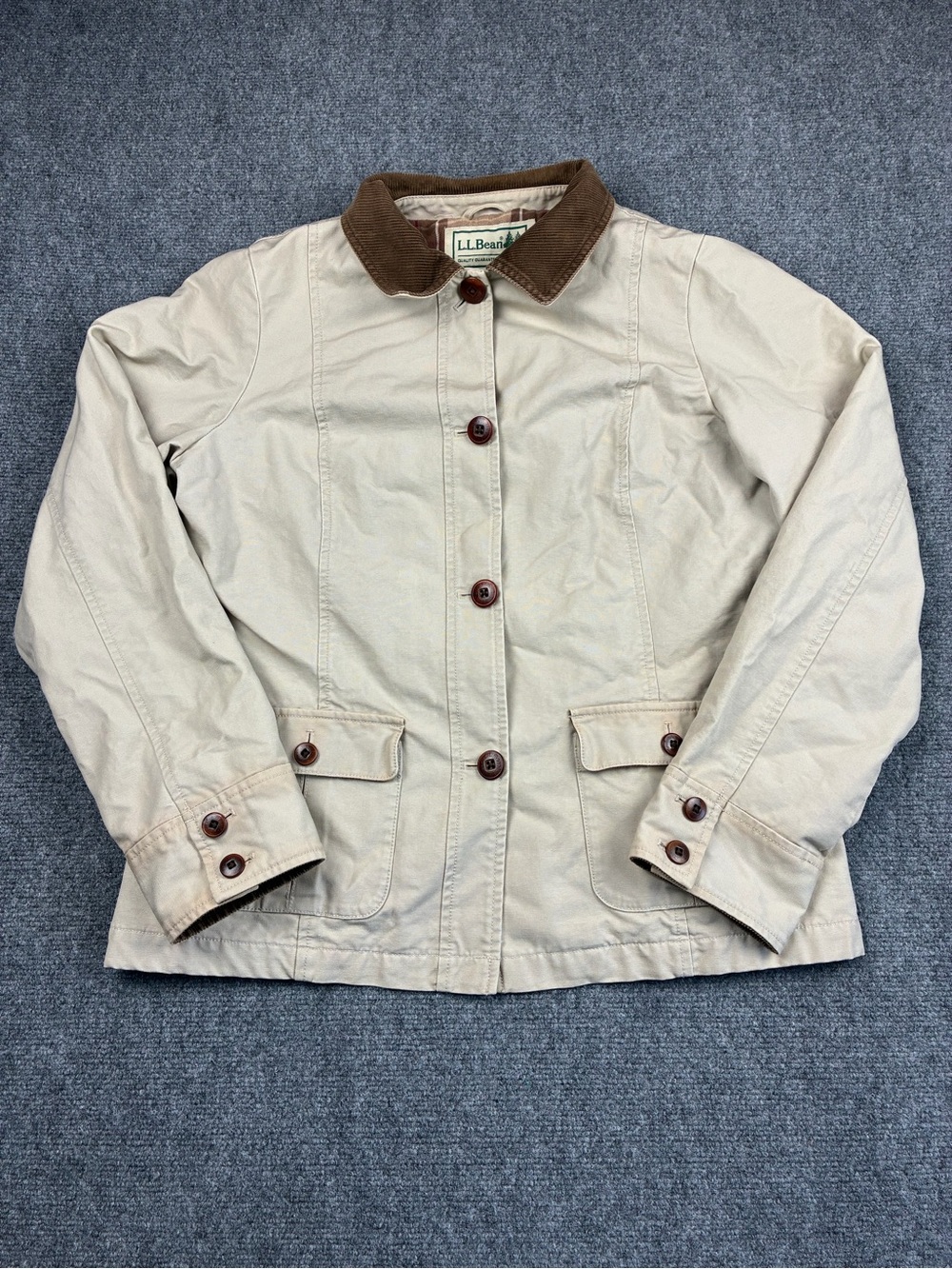 L.L. Bean Women’s Canvas Jacket with Brown Corduroy Collar